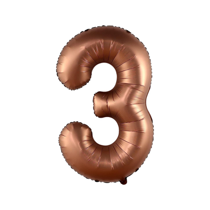 Copper number 3 balloon on a white background
