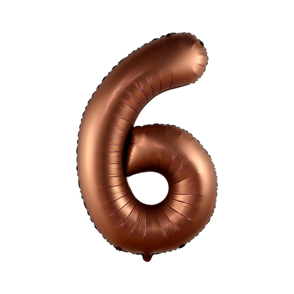 Copper number 6 balloon on a white background