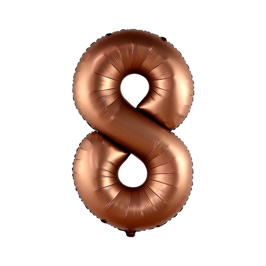 Copper number 8 balloon on a white background