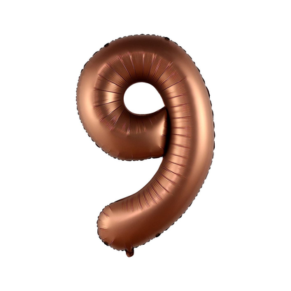 Copper number 9 balloon on a white background