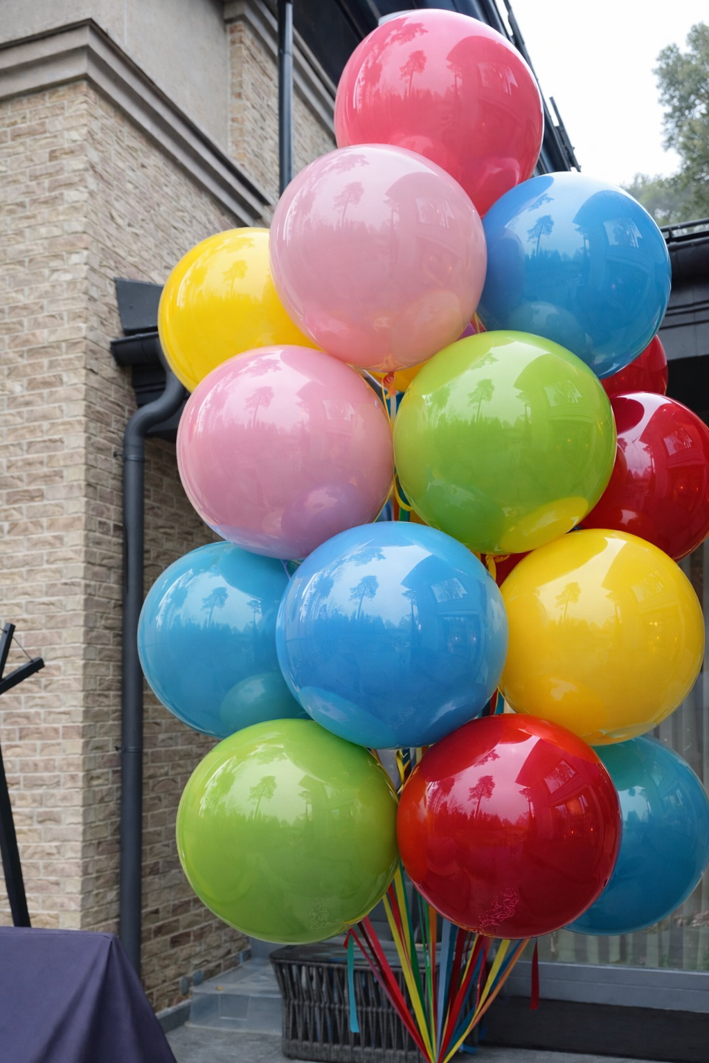 Colorful double bubble balloon bouquet for celebration decor in Brooklyn