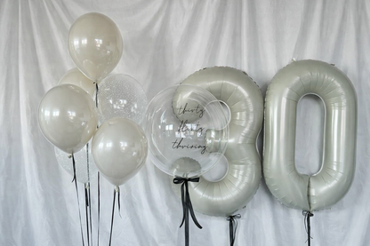 Nude birthday balloon set with number balloons and helium balloons in NYC