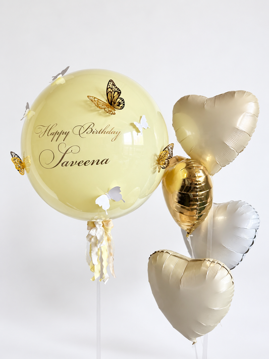 Golden Butterfly Bubble Balloon Set