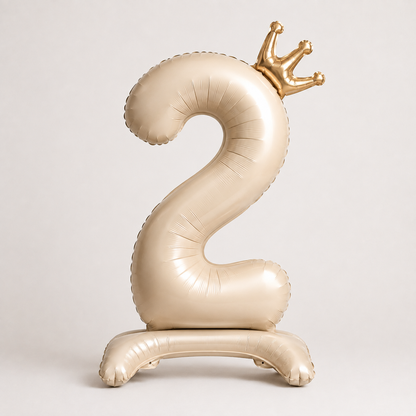 Air Filled Light Cream Number Balloon 2 for birthdays, milestone celebrations, and elegant party decor in Manhattan