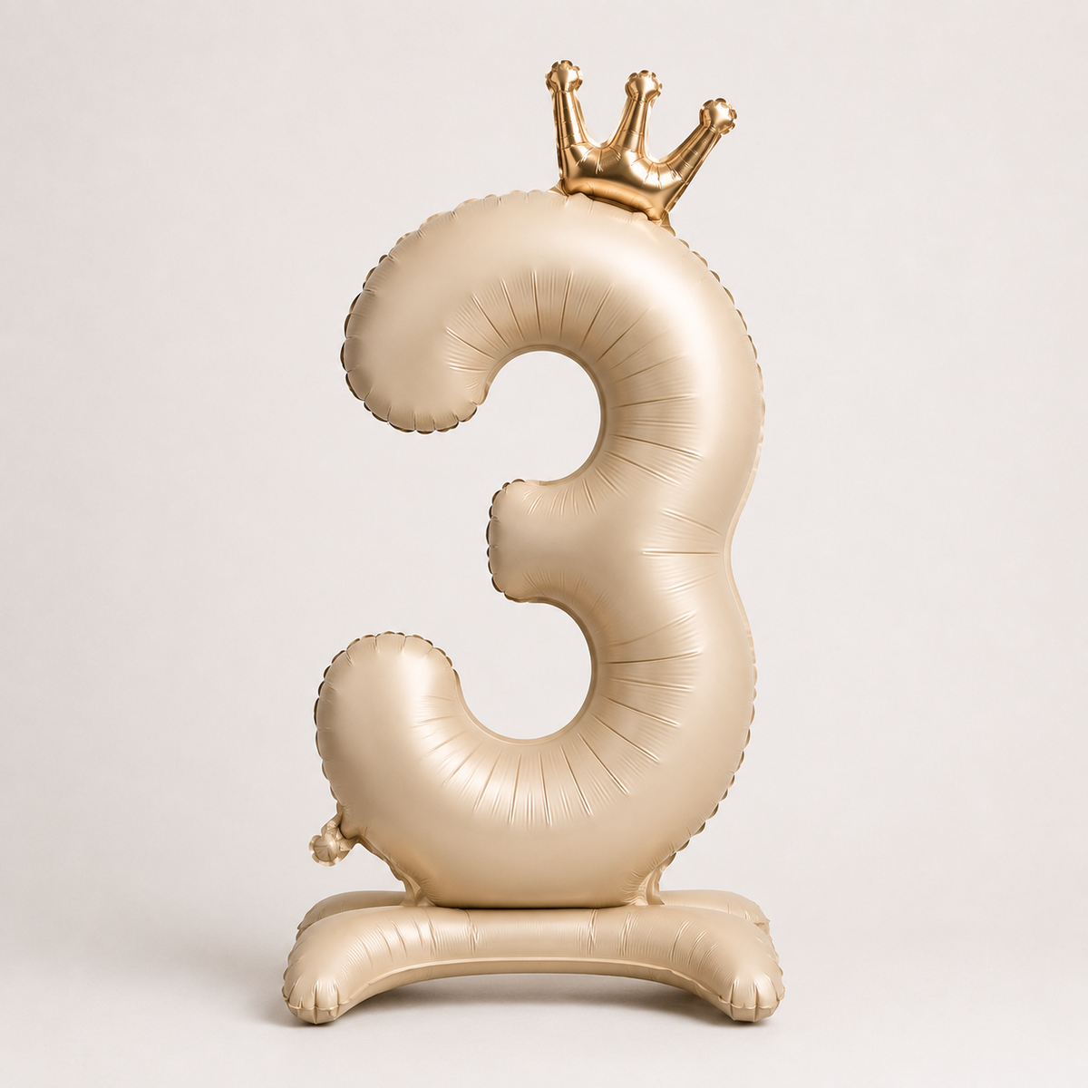 Air Filled Light Cream Number Balloon 3 for birthdays, milestone celebrations, and elegant party decor in Queens