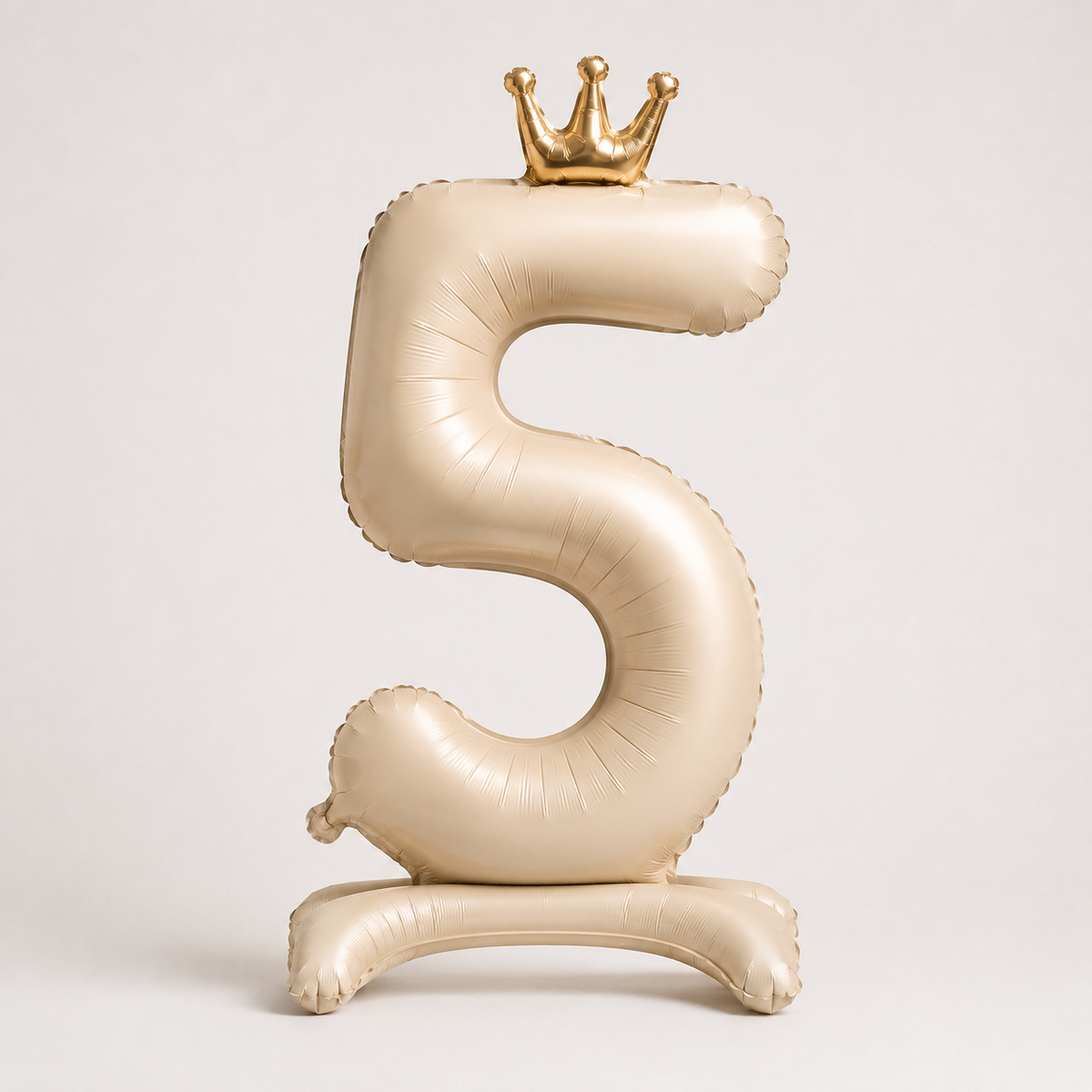 Air Filled Light Cream Number Balloon 5 for birthdays, milestone celebrations, and elegant party decor in Brooklyn