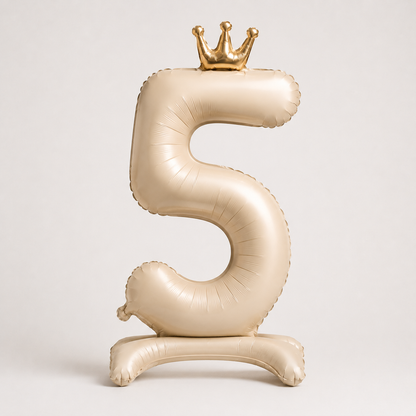 Air Filled Light Cream Number Balloon 5 for birthdays, milestone celebrations, and elegant party decor in Brooklyn