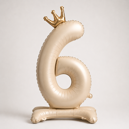 Air Filled Light Cream Number Balloon 6 for birthdays, milestone celebrations, and elegant party decor in Manhattan