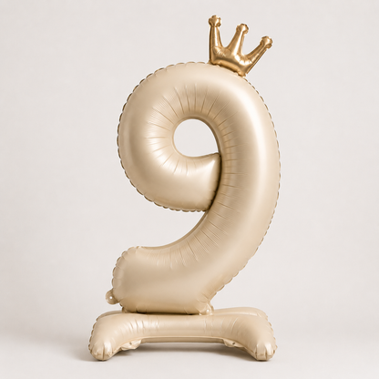 Air Filled Light Cream Number Balloon 9 for birthdays, milestone celebrations, and elegant party decor in New York