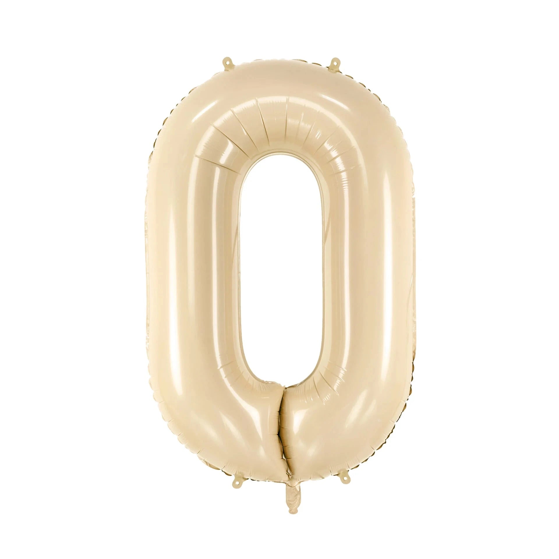 Beige number '0' balloon on a white background