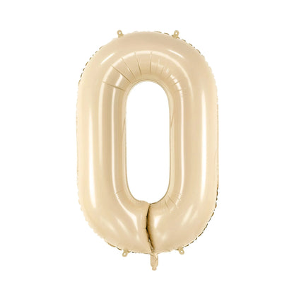 Beige number '0' balloon on a white background