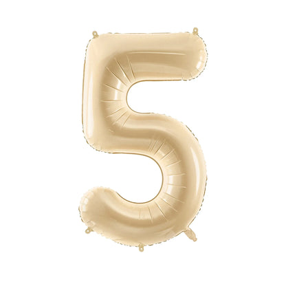 Beige number 5 balloon on a white background