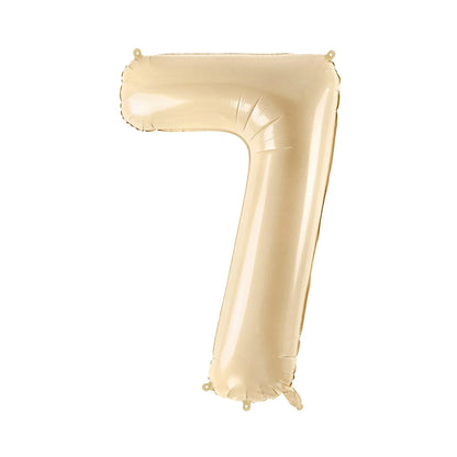 Beige number 7 balloon on a white background