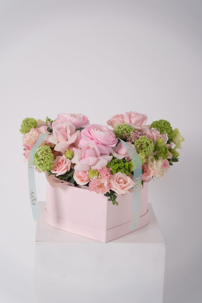 Blooming Love Flower Box with blush pastel flowers in elegant gift box for Mother’s Day in Manhattan
