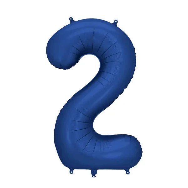 Blue number '2' balloon on a white background