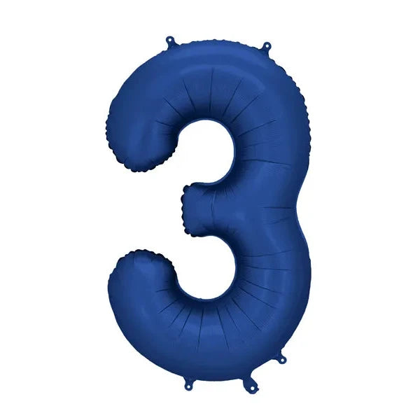 Blue number 3 balloon on a white background