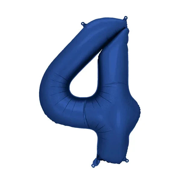 Blue number 4 balloon on a white background