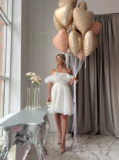 Blush heart balloon bouquet for romantic celebration decor in Brooklyn