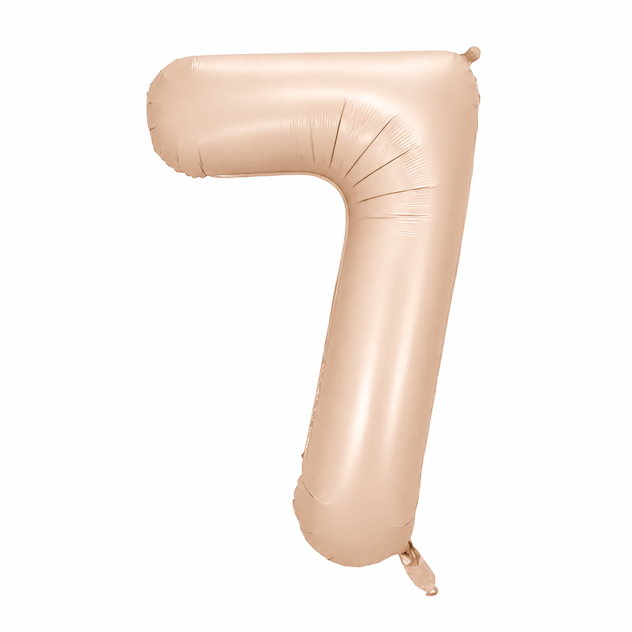 blush number '7' shaped balloon on a white background