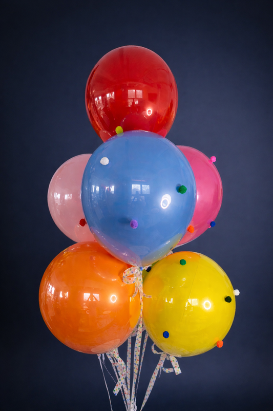 Colorful double bubble balloon bouquet for party decor in New York