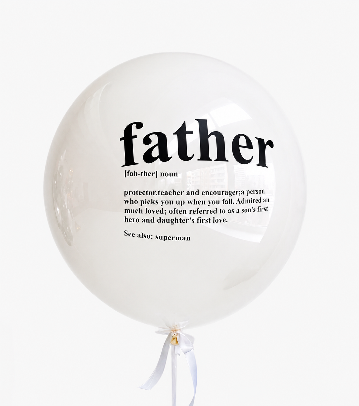Father Definition Bubble Balloon with custom text for Father’s Day celebration decor in Brooklyn