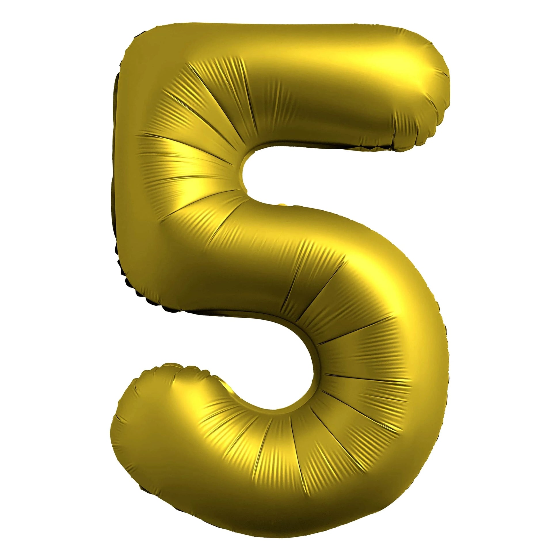 Gold number 5 balloon on a white background