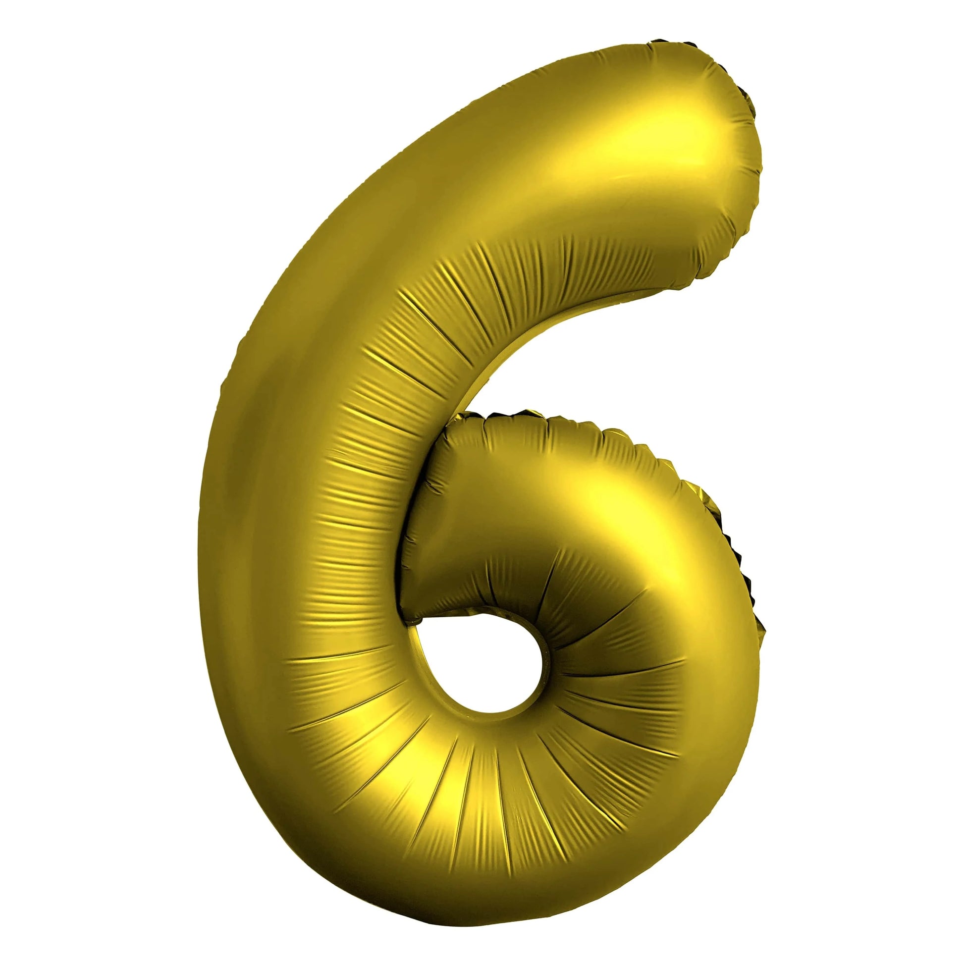Gold number 6 balloon on a white background