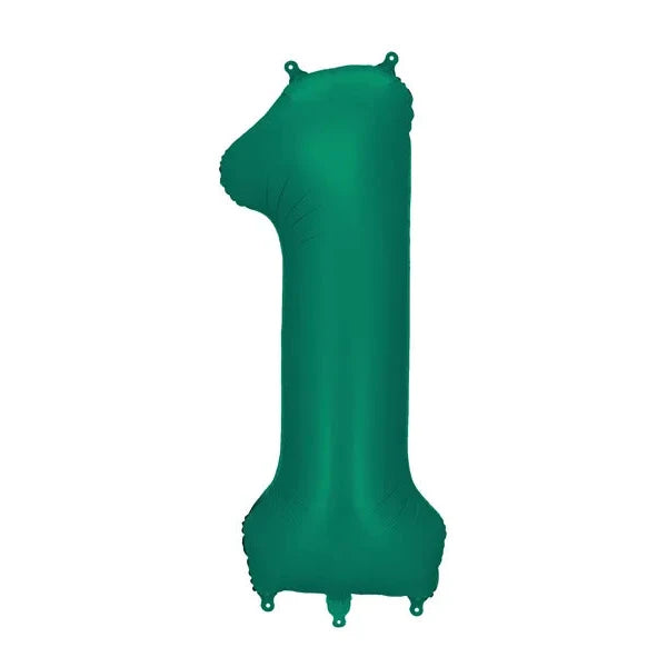 Green number '1' balloon on a white background