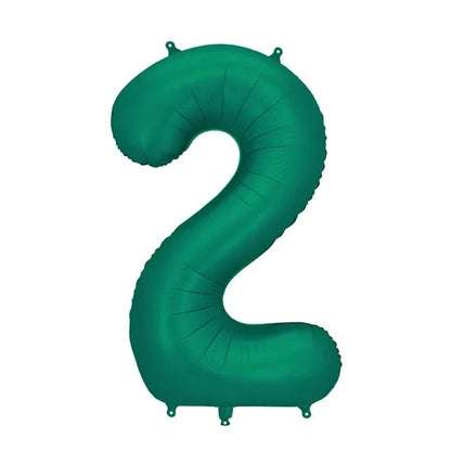 Green number 2 balloon on a white background