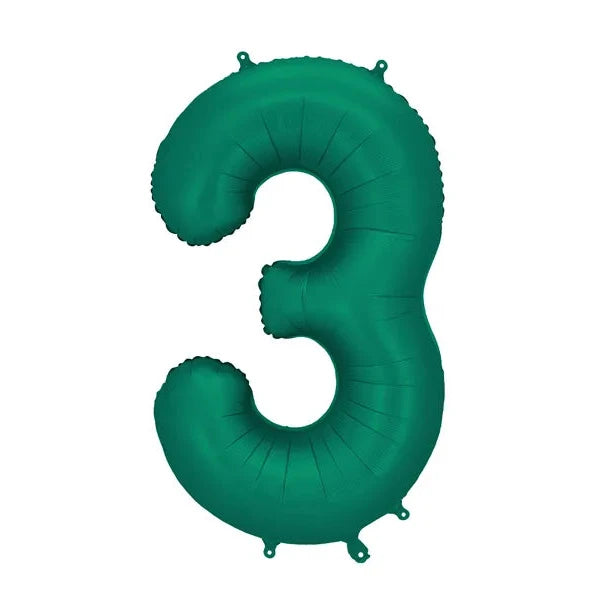 Green number 3 balloon on a white background