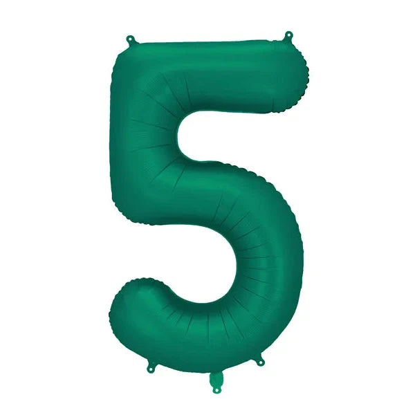 Green number 5 balloon on a white background