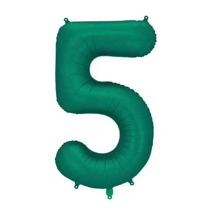 Green number 5 balloon on a white background