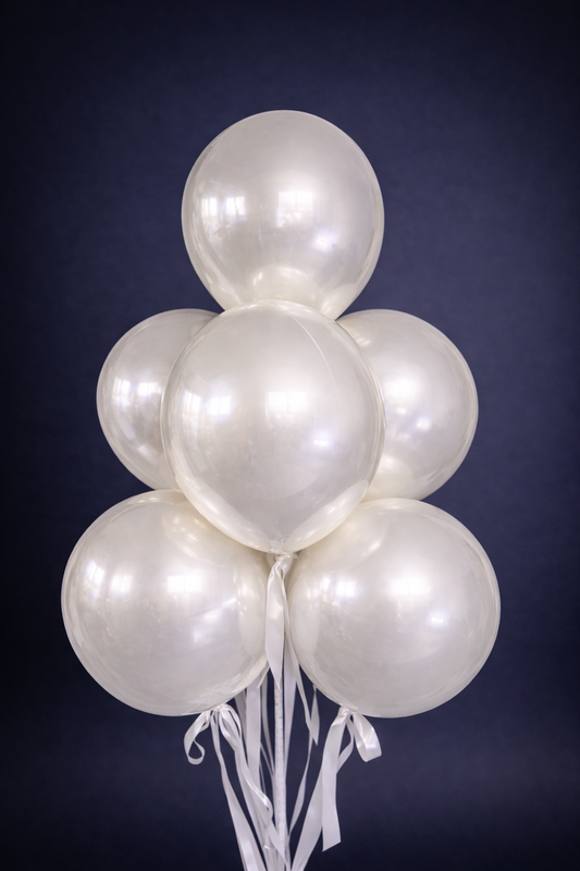 Pearl white double bubble balloon bouquet for elegant event decor in New York