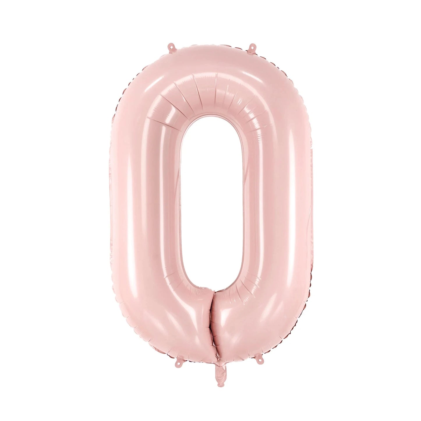 Pink number '0' balloon on a white background