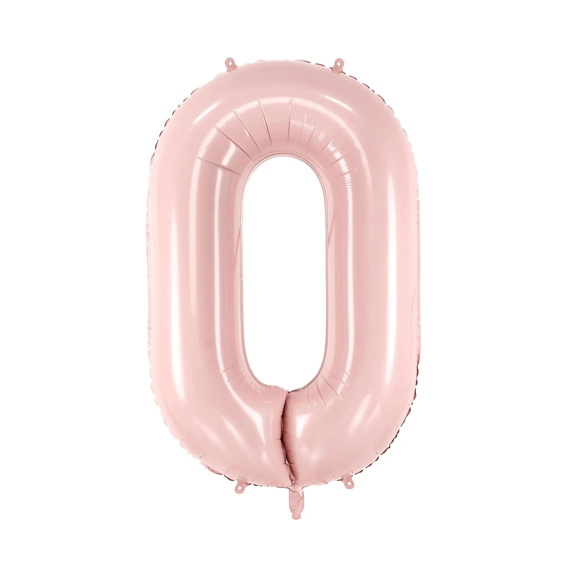 Pink number '0' balloon on a white background