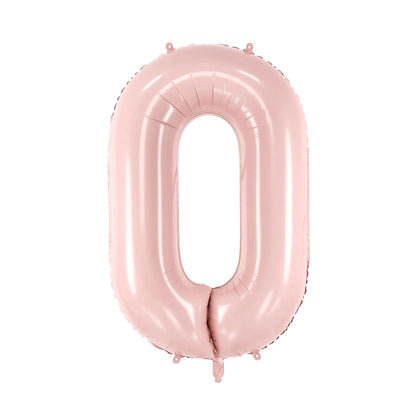 Pink number '0' balloon on a white background