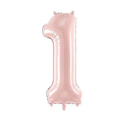 Pink number '1' balloon on a white background