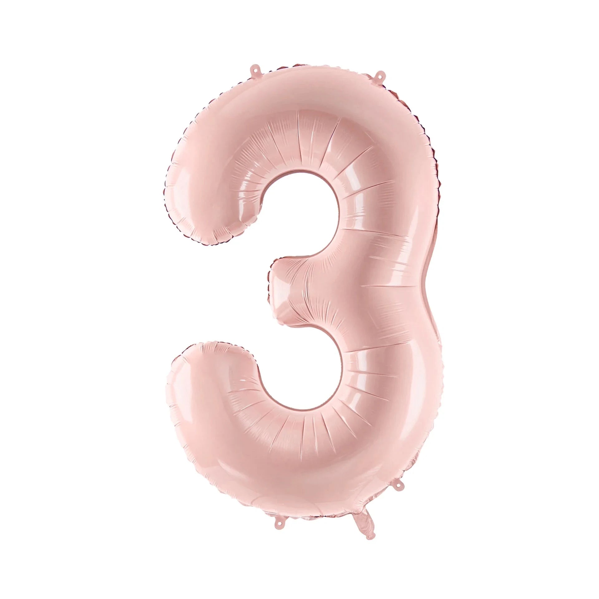 Pink number 3 balloon on a white background