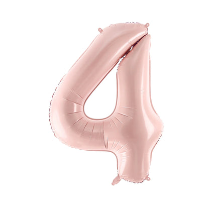 Pink number 4 balloon on a white background