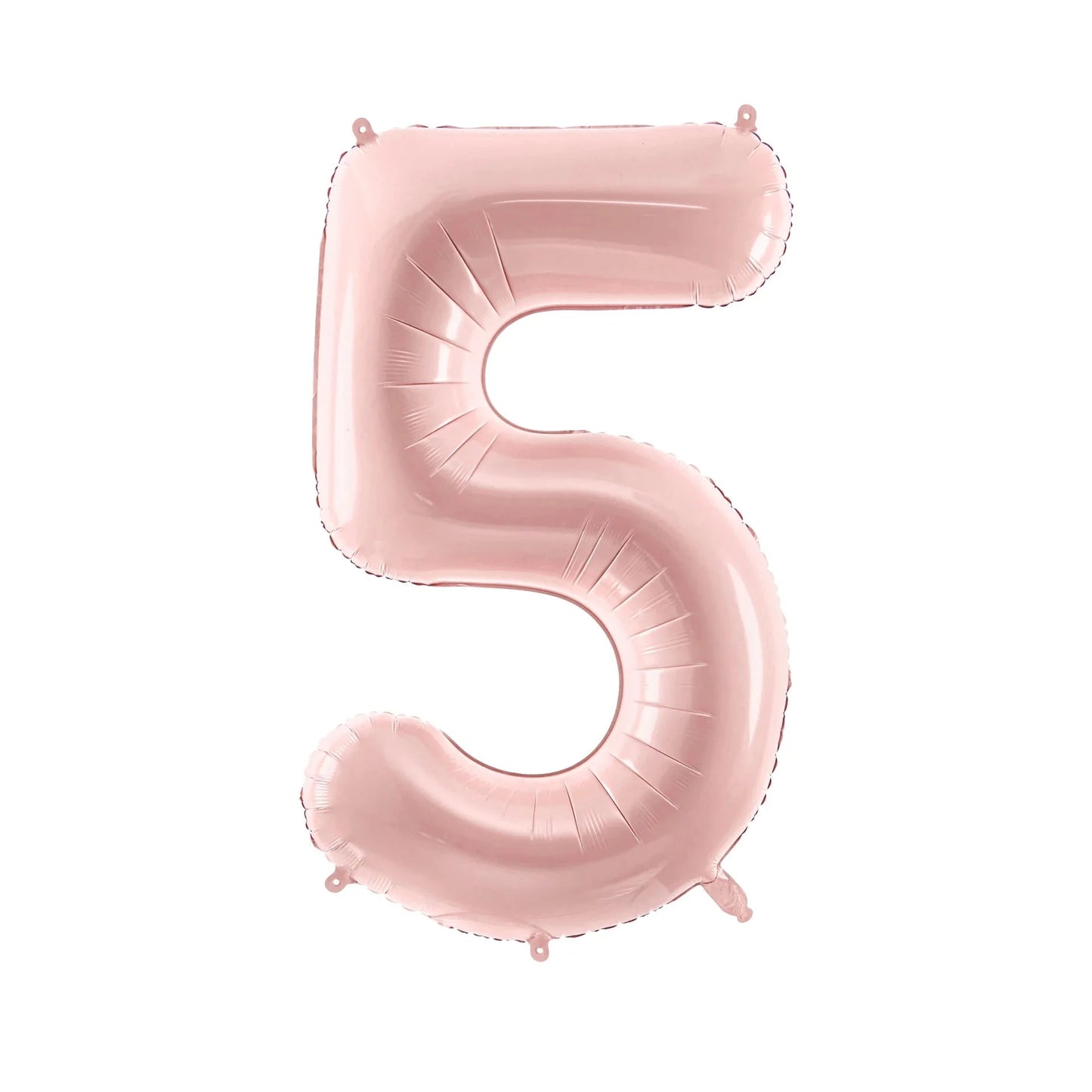 Pink number 5 balloon on a white background