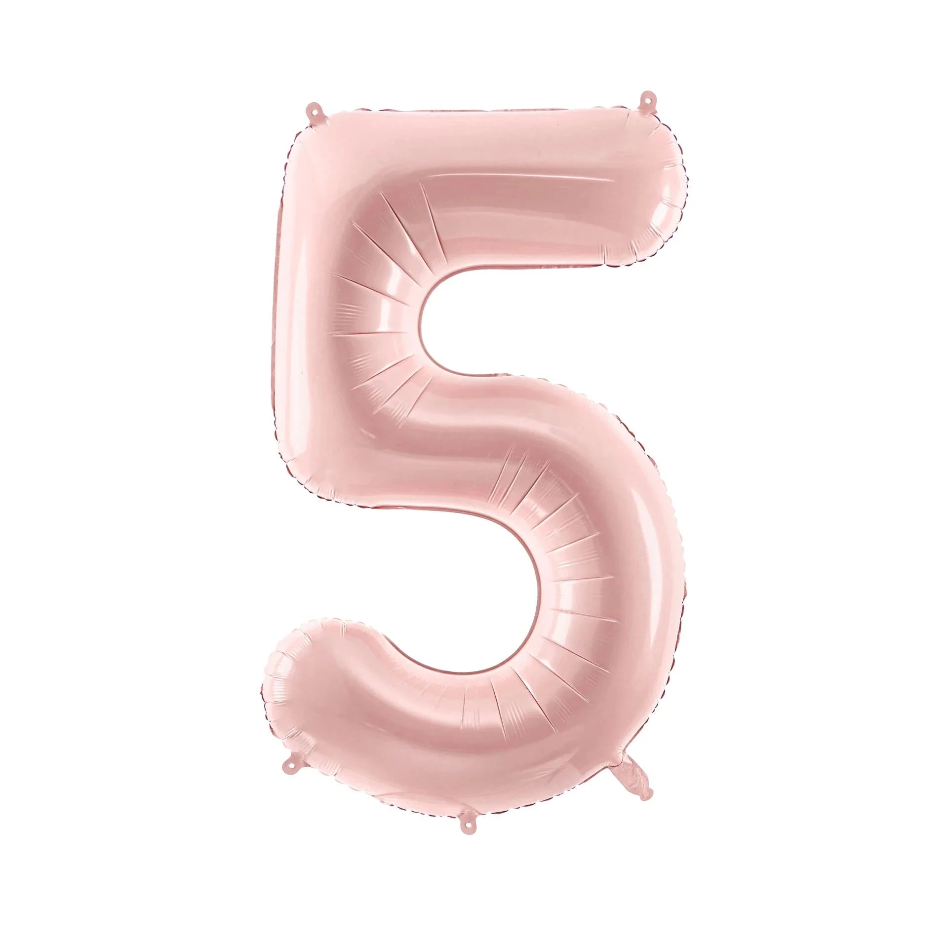 Pink number 5 balloon on a white background