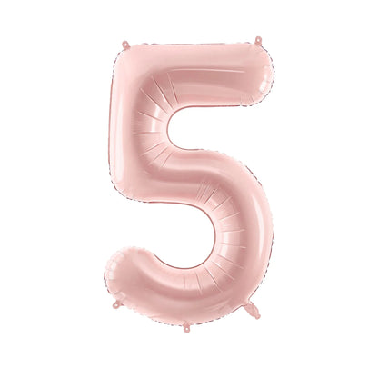 Pink number 5 balloon on a white background