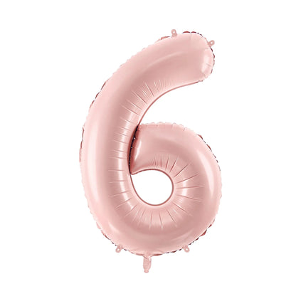 Pink number 6 balloon on a white background