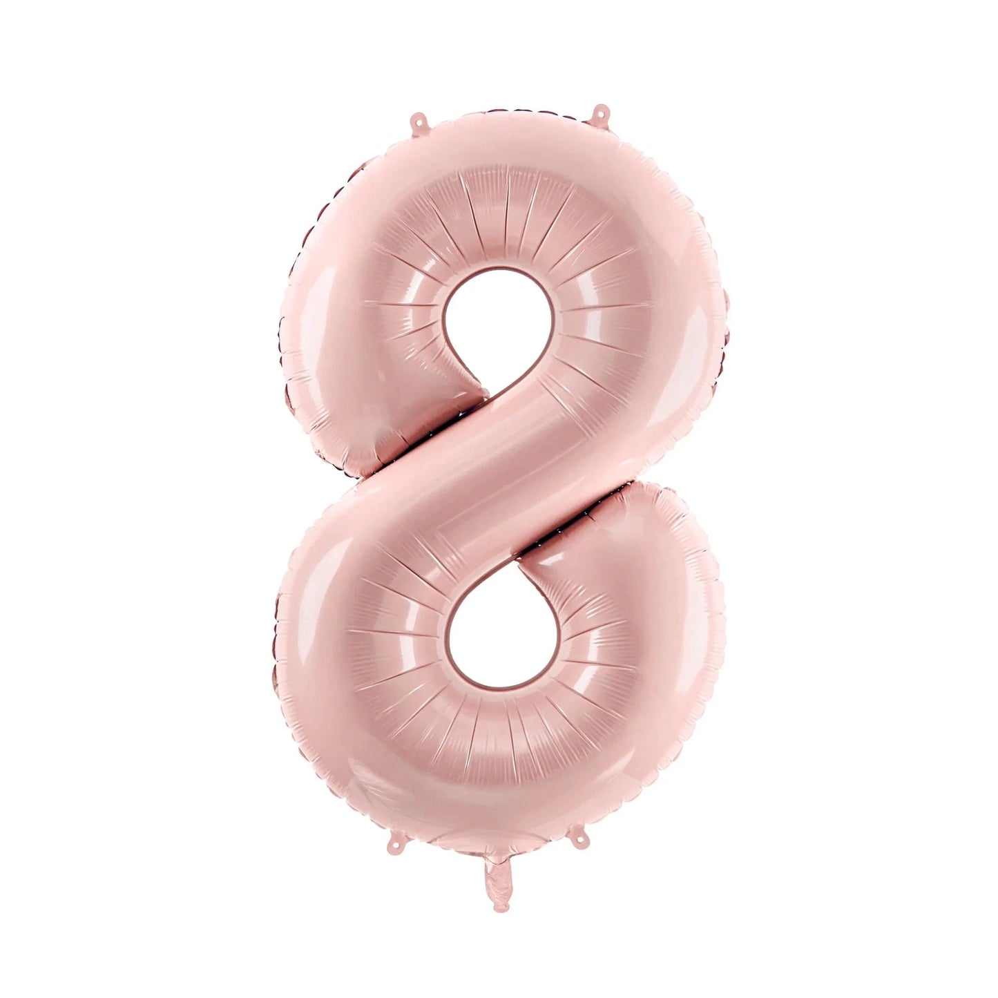 Pink number 8 balloon on a white background