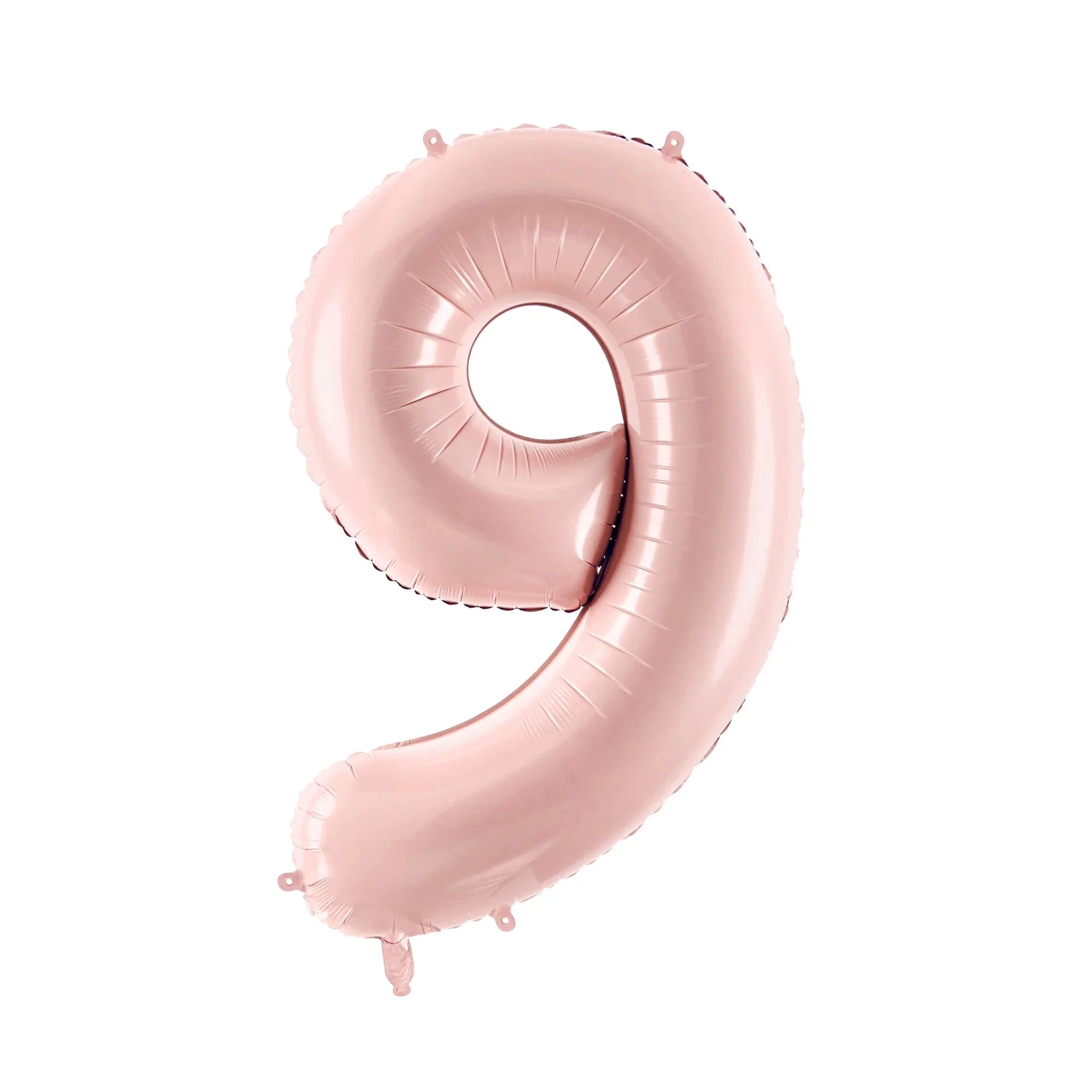Pink number 9 balloon on a white background