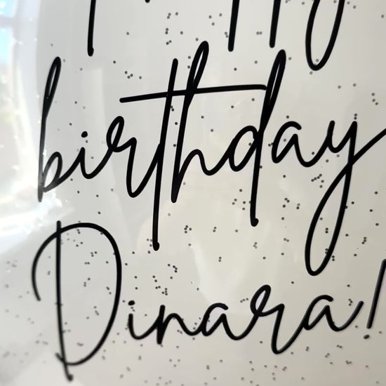 Luxury white and silver balloon decor with custom printed bubble balloon in Manhattan