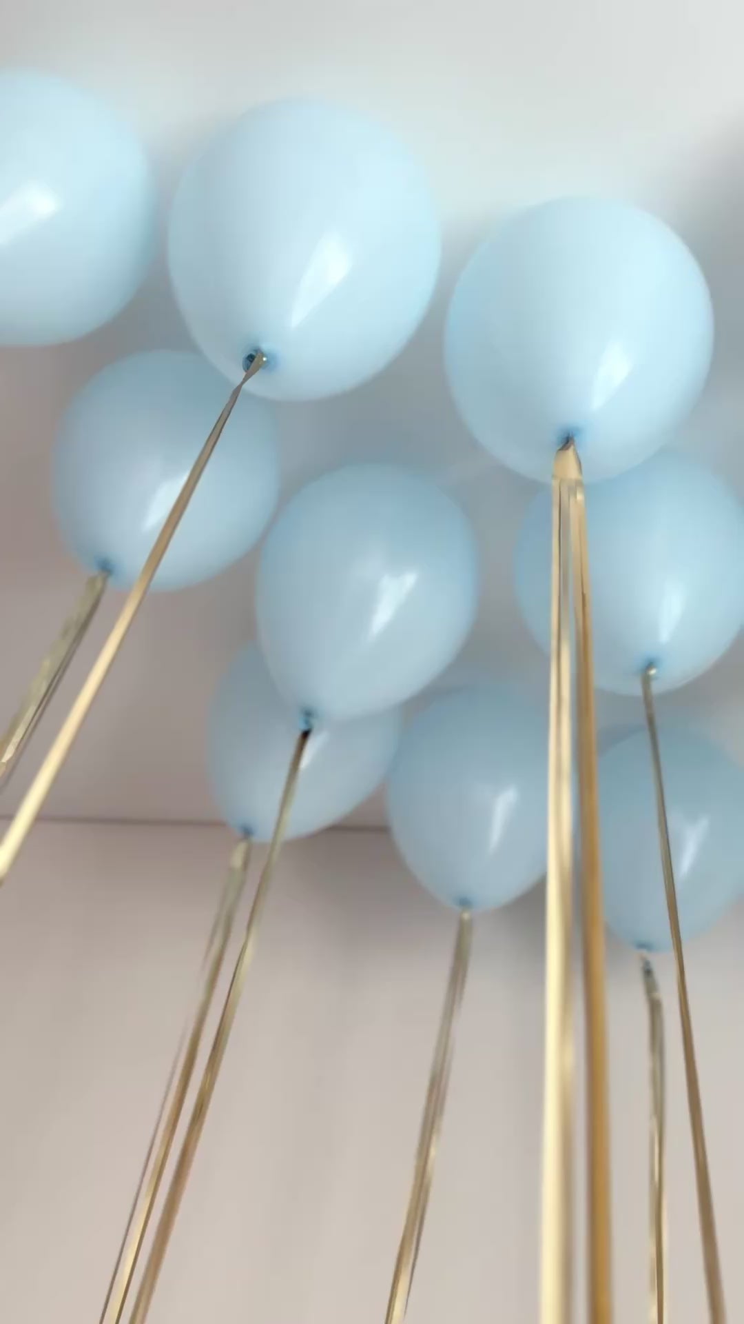 Video of gender reveal box with floating blue balloons and daisy balloon in Brooklyn