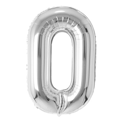 Silver number 0 balloon on a white background