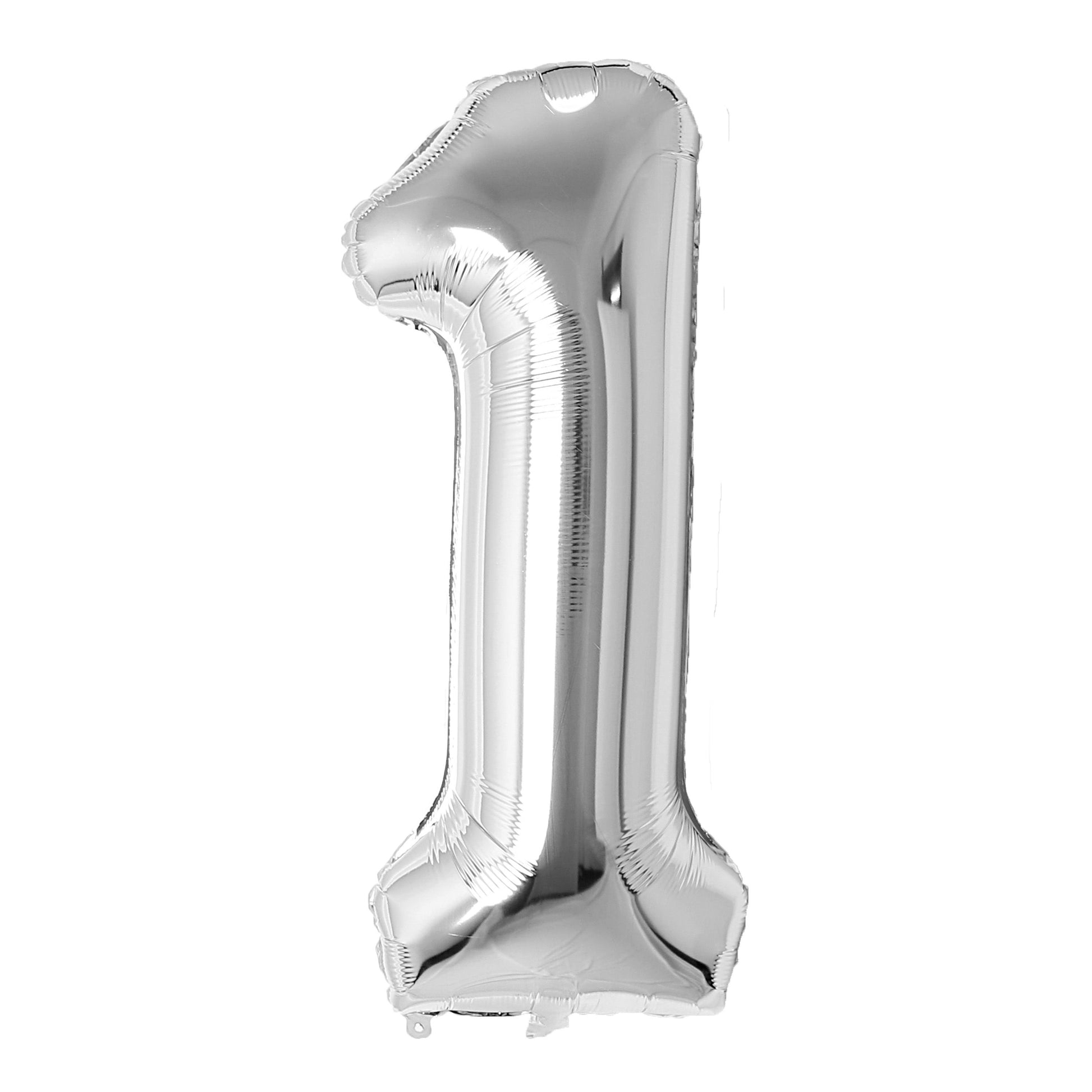 Silver number 1 balloon on a white background