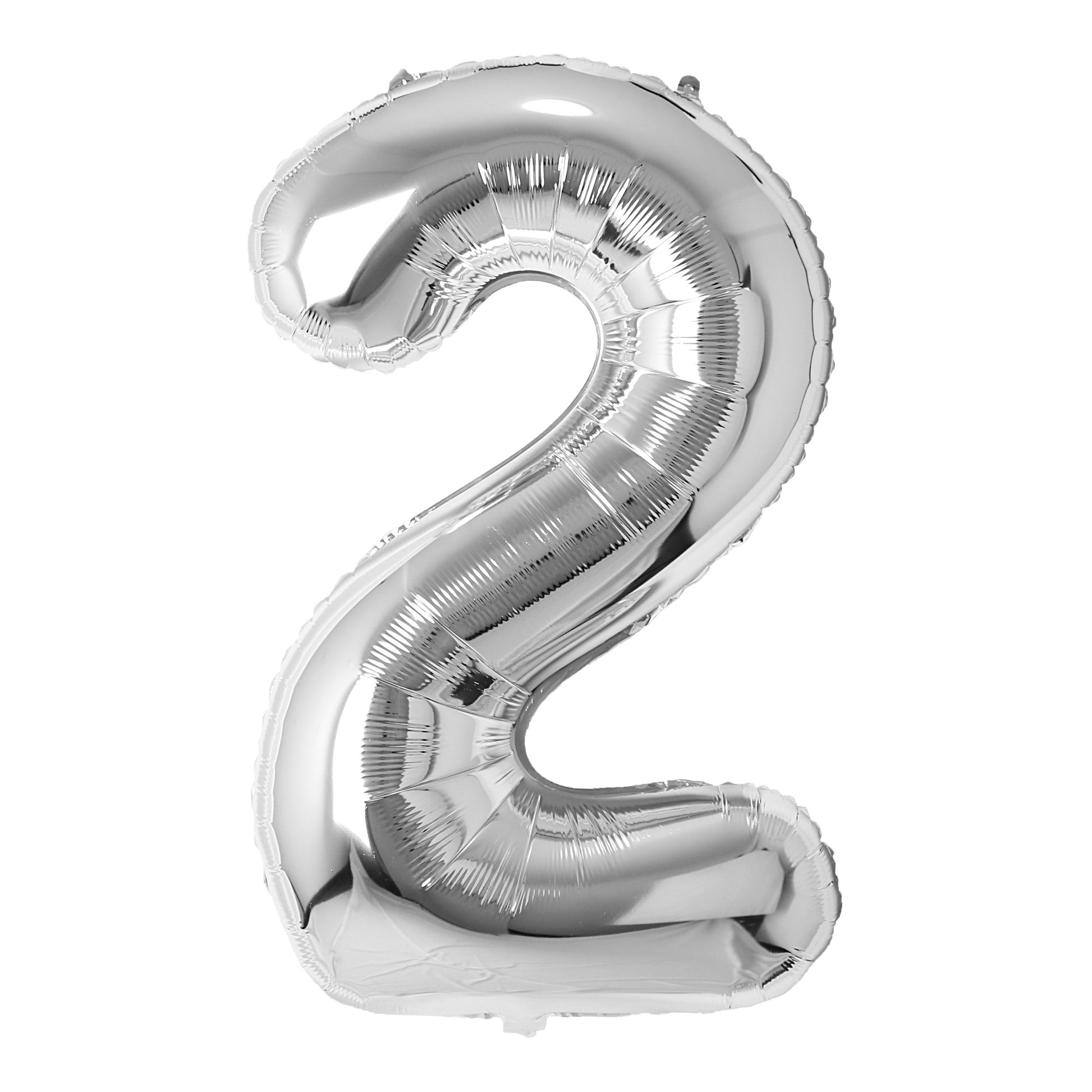 Silver number 2 balloon on a white background